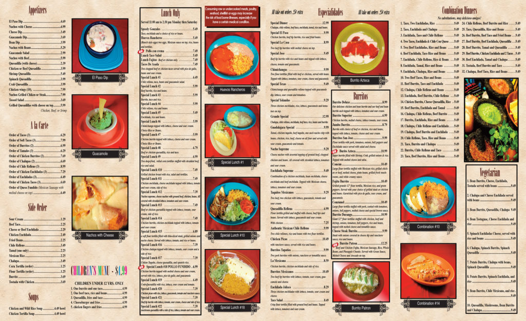 Menu Don Jose Mexican Grill